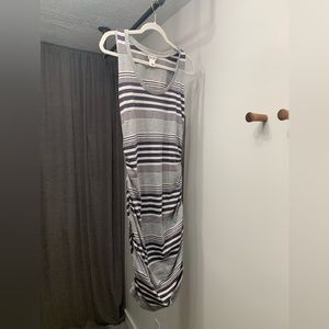 Knee length casual tank dress with ruched sides, size L